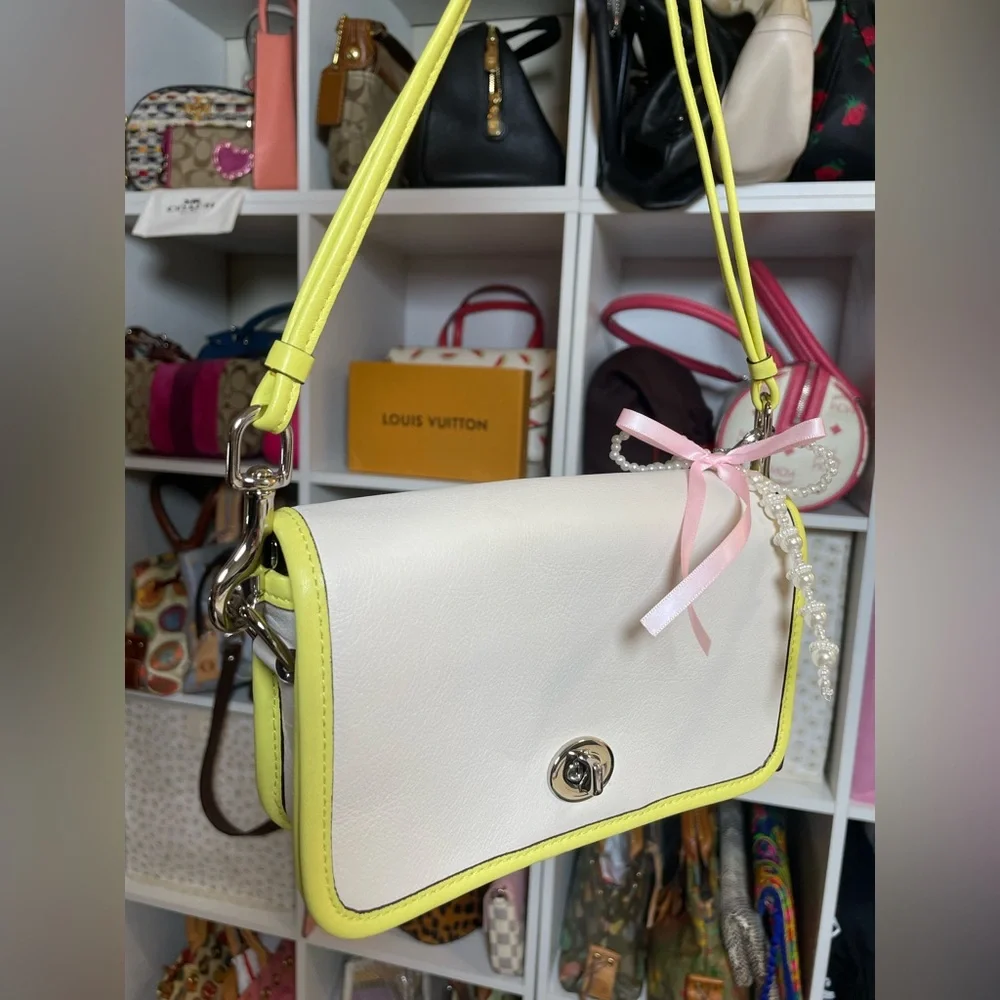 Coach Legacy Archival Two Tone Leather Penny Crossbody in Parchment/Citrine🍋